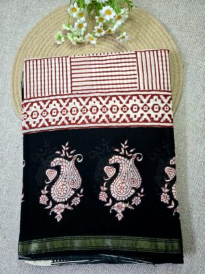 Beige with Black- Jaipur Cotton Saree.