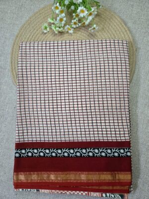Beige with Red - Jaipur Cotton Saree.