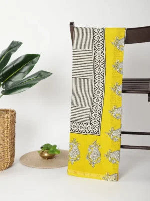 Beige with Yellow- Chanderi Cotton Saree.