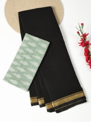 Black and Self Color - Narayanpet Mercerized Cotton Saree