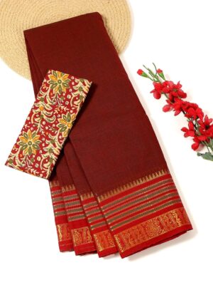 Maroon and Red - Kanchi Cotton Saree