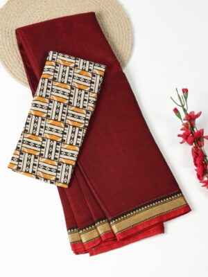 Maroon and Rust - Narayanpet Mercerized Cotton Saree