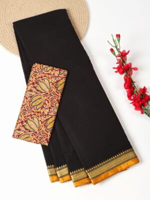 Black and Mustard Yellow - Narayanpet Mercerized Cotton Saree