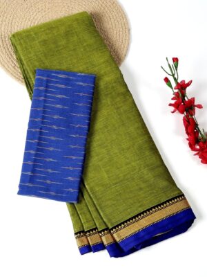 Mehendi Green and Purple - Narayanpet Mercerized Cotton Saree