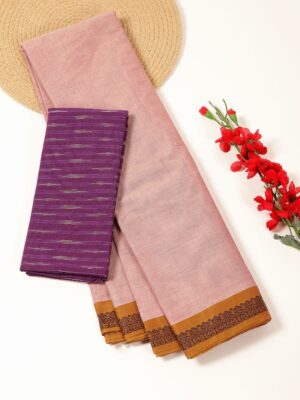 Lavender and Golden Brown - Kanchi Cotton Saree