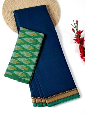 Peacock Blue and Green - Narayanpet Mercerized Cotton Saree