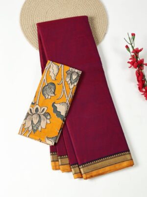Magenta and  Mango Yellow - Narayanpet Mercerized Cotton Saree