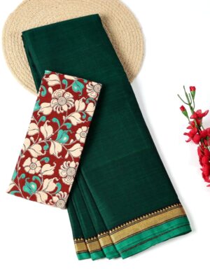 Bottle Green and Green - Narayanpet Mercerized Cotton Saree