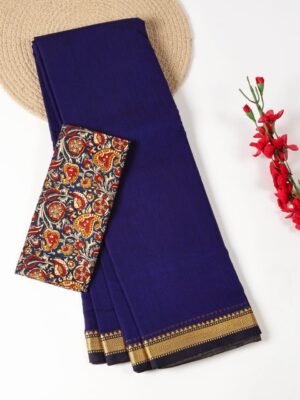 Royal Blue and Navy Blue - Narayanpet Mercerized Cotton Saree