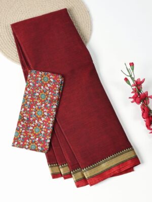 Maroon and Rust - Narayanpet Mercerized Cotton Saree