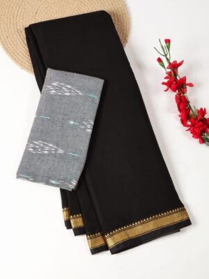 Black and Self Color - Narayanpet Mercerized Cotton Saree