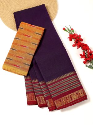 Purple and Maroon - Kanchi Cotton Saree