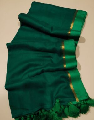 Bottle Green - 120 Count Mul Cotton Saree