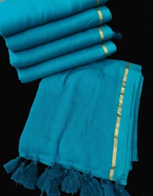 Ananda Blue - 120 Count Mul Cotton Saree