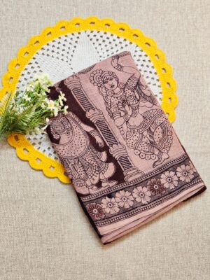 Brown Kalamkari Kota Cotton Saree