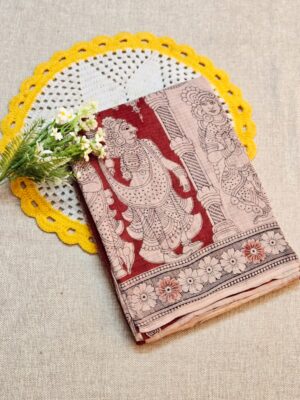 Red Kalamkari Kota Cotton Saree