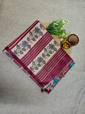 Dark Mauve Pink and Light Mauve Pink Ombre - Manipuri Silk Saree