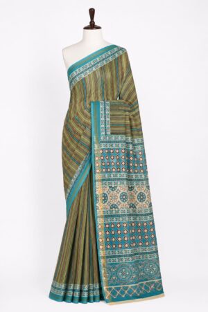 Green and Blue - Jaipur Cotton Saree