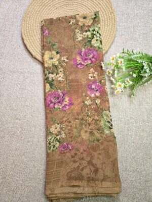 Pastel Olive Green - Chiffon Georgette Saree