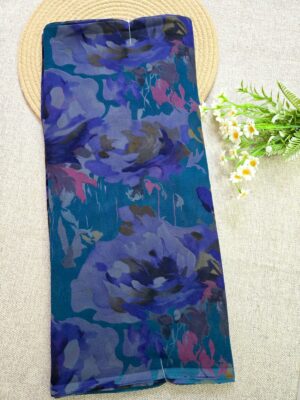 Peacock Blue - Georgette Saree