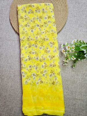 Lemon Yellow- Chiffon Georgette Saree