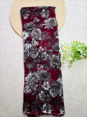 Maroon - Chiffon Georgette Saree