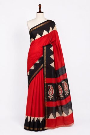 Red and Black - Jaipur Cotton Saree