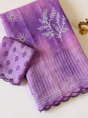 Purple - Jute Cotton Saree