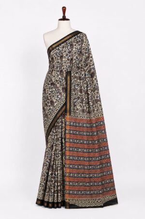 Beige and Black - Jaipur Cotton Saree