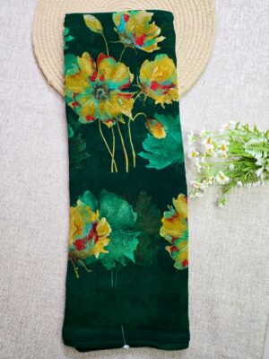 Bottle Green - Chiffon Georgette Saree