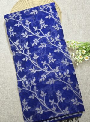Royal Blue - Jamdani Cotton Saree