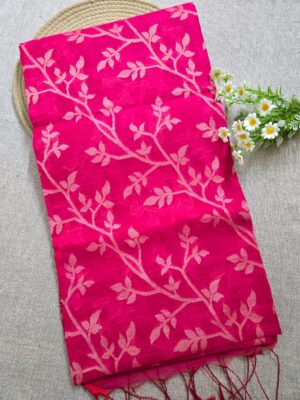 Magenta Pink - Jamdani Cotton Saree