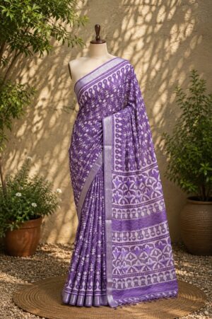 Lavender - Jaipur Linen Cotton Saree